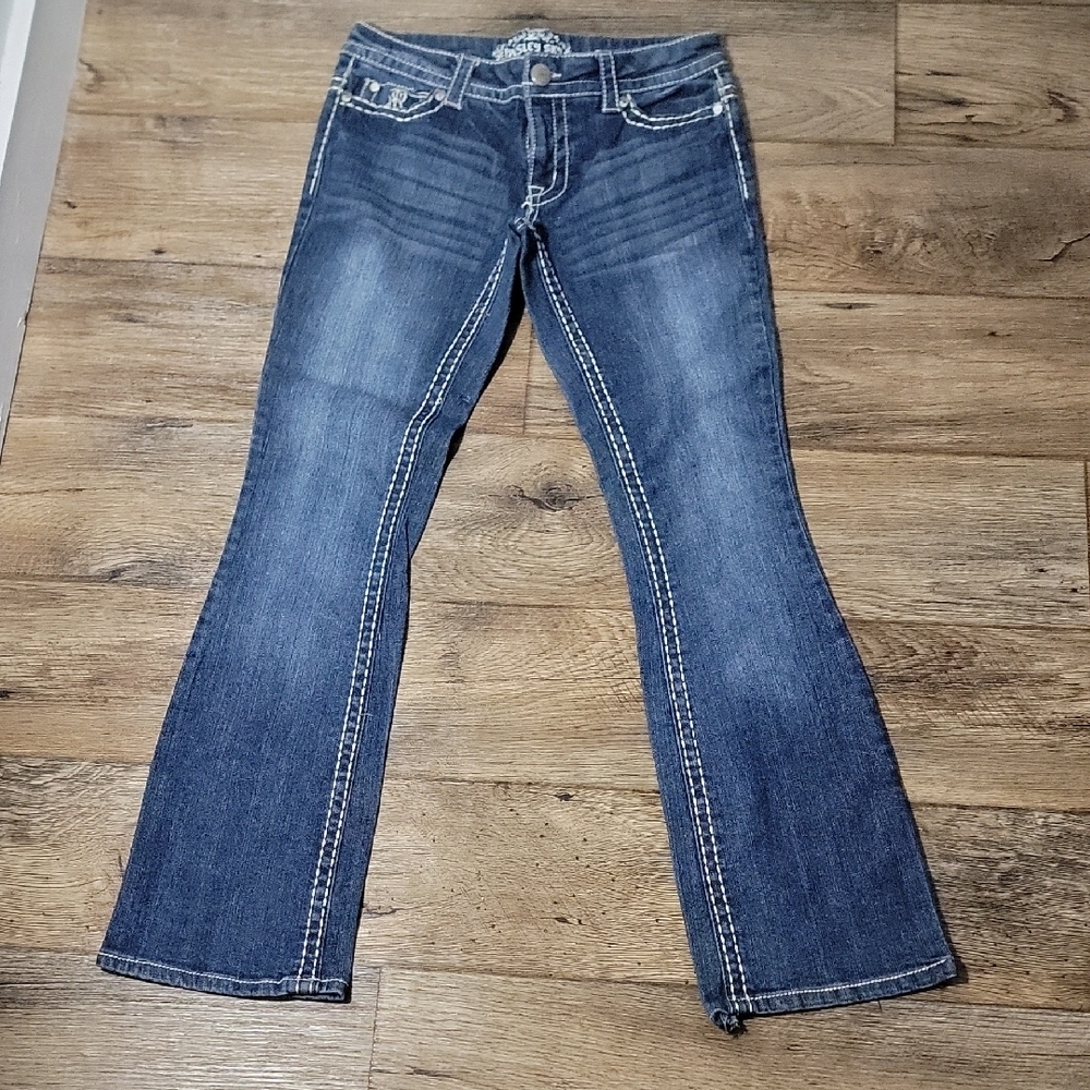 Paisley Sky Dark Blue Boot Cut Jeans